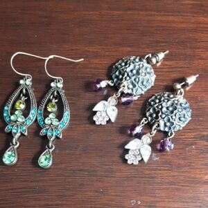 Elegant Silver and Green Earrings